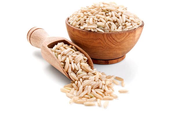 Rice grains with a natural whole-grain appearance